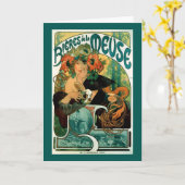 Art Nouveau: Mucha Poster Art - Bieres de la Meuse Kaart (Gele Bloem)
