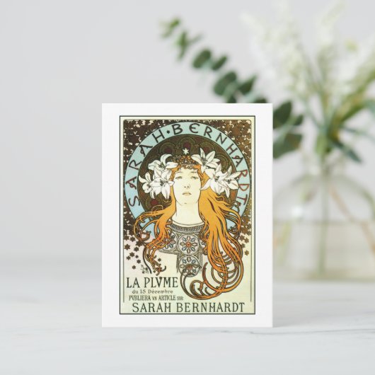 art nouveau Mucha Sarah Bernhardt Briefkaart (Staand voorkant)