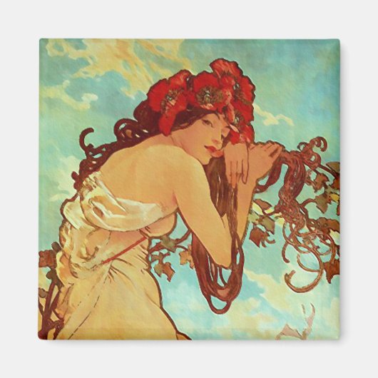 Art Nouveau - Mucha - Summer Magneet (Voorkant)