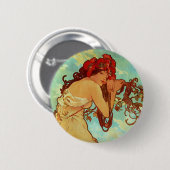 Art Nouveau - Mucha - Summer Ronde Button 5,7 Cm (Voorkant /achterkant)