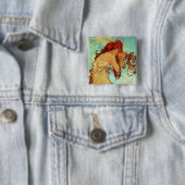 Art Nouveau - Mucha - Summer Vierkante Button 5,1 Cm (In situ)
