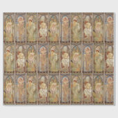  Art Nouveau Mucha Tijden van de Dag Cadeaupapier (Vlak)