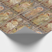  Art Nouveau Mucha Tijden van de Dag Cadeaupapier (Hoek)