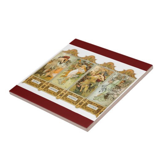 Art Nouveau Mucha Tile Tegeltje (Zijkant)