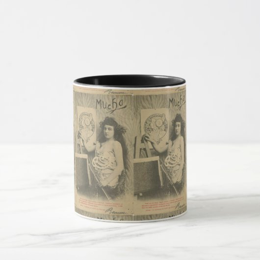 Art nouveau Mucha vrouw art model foto Mok (Midden)