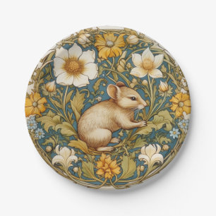 Art nouveau muis en bloemen papieren bordje
