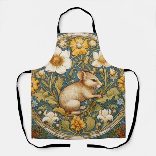 Art nouveau muis en bloemen schort (Voorkant)