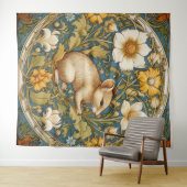 Art nouveau muis en bloemen wandkleed (In Situ (horizontaal))