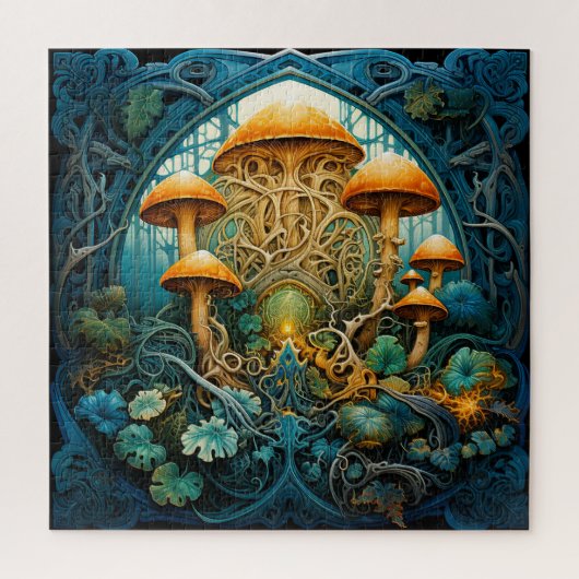 Art Nouveau Mushroom Fantasy Puzzel Legpuzzel (Verticaal)
