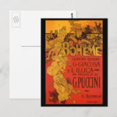  Art Nouveau Music, La Boheme Opera, 1896 Briefkaart (Voorkant / Achterkant)