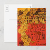 Art Nouveau Music, La Boheme Opera, 1896 Briefkaart (Voorkant / Achterkant)