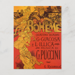 Art Nouveau Music, La Boheme Opera, 1896 Briefkaart