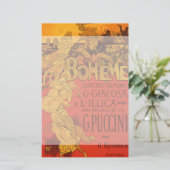  Art Nouveau Music, La Boheme Opera, 1896 Briefpapier (Staand voorkant)