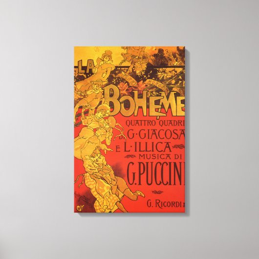  Art Nouveau Music, La Boheme Opera, 1896 Canvas Afdruk (Voorkant)