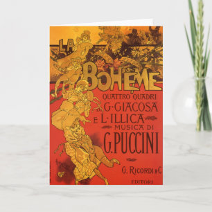 Art Nouveau Music, La Boheme Opera, 1896 Kaart