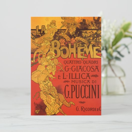  Art Nouveau Music, La Boheme Opera, 1896 Kaart (Staand voorkant)