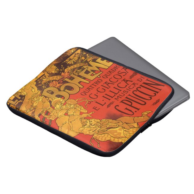  Art Nouveau Music, La Boheme Opera, 1896 Laptop Sleeve (Voorkant top)