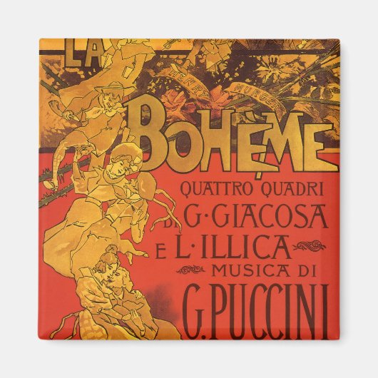  Art Nouveau Music, La Boheme Opera, 1896 Magneet (Voorkant)