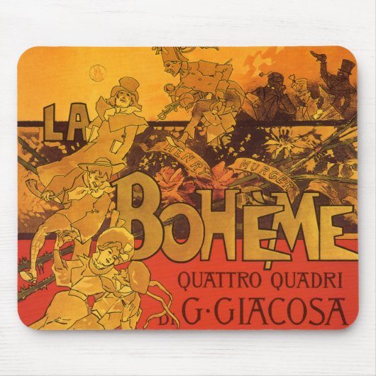  Art Nouveau Music, La Boheme Opera, 1896 Muismat (Voorkant)
