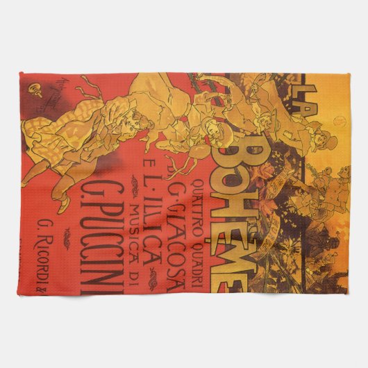  Art Nouveau Music, La Boheme Opera, 1896 Theedoek (Horizontaal)