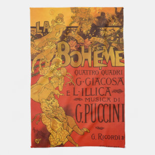  Art Nouveau Music, La Boheme Opera, 1896 Theedoek