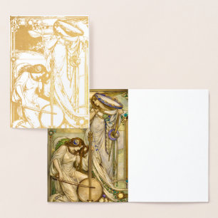 Art Nouveau Muziek Meisjes Vintage Illustratie Folie Kaarten
