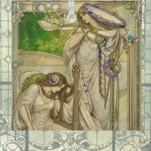 Art Nouveau Muziek Meisjes Vintage Illustratie Glas Ornament