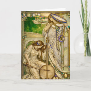 Art Nouveau Muziek Meisjes Vintage Illustratie Kaart