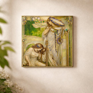 Art Nouveau Muziek Meisjes Vintage Illustratie Tegeltje
