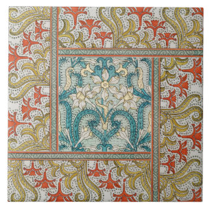 Art Nouveau Narcispatroon Verneuil Antiek Tegeltje