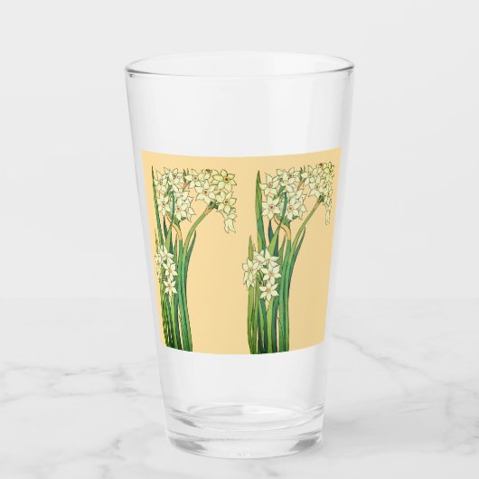 Art Nouveau Narcissus Flowers Latte Mug Glas (Voorkant)