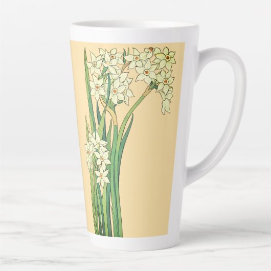 Art Nouveau Narcissus Flowers Latte Mug Latte Mok (Rechts)