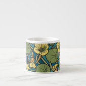 Art Nouveau Nasturtium Blauwe Gouden bloem Verneui Espresso Kop (Voorkant)
