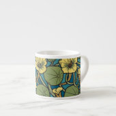 Art Nouveau Nasturtium Blauwe Gouden bloem Verneui Espresso Kop (Voorkant rechts)