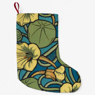 Art Nouveau Nasturtium Blauwe Gouden bloem Verneui Kleine Kerstsok