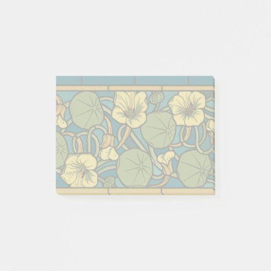 Art Nouveau Nasturtium Blauwe Gouden bloem Verneui Post-it® Notes (Voorkant)