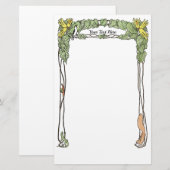 Art Nouveau Natuur Thema Stationery - Waterverf Briefpapier (Voorkant / Achterkant)