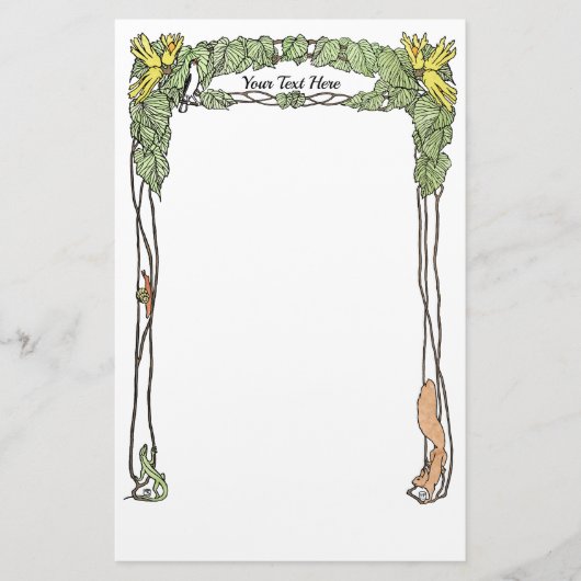 Art Nouveau Natuur Thema Stationery - Waterverf Briefpapier (Voorkant)