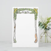 Art Nouveau Natuur Thema Stationery - Waterverf Briefpapier (Staand voorkant)