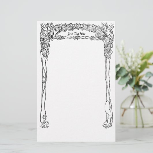 Art Nouveau Natuur Thormed Stationery Briefpapier (Staand voorkant)