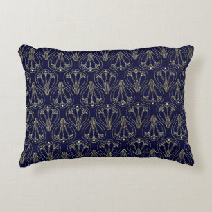 Art Nouveau Navy Blue en Gold Accent Kussen