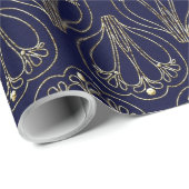 Art Nouveau Navy Blue en Gold Cadeaupapier (Rol Hoek)