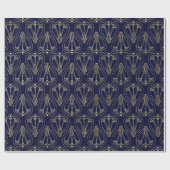Art Nouveau Navy Blue en Gold Cadeaupapier (Vlak)