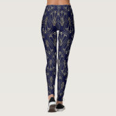 Art Nouveau Navy Blue en Gold Leggings (Achterkant)