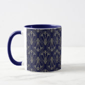 Art Nouveau Navy Blue en Gold Mok (Links)
