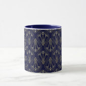 Art Nouveau Navy Blue en Gold Mok (Midden)