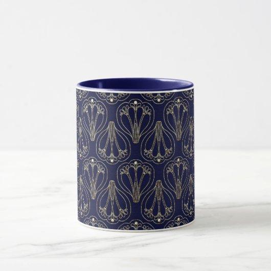 Art Nouveau Navy Blue en Gold Mok (Midden)