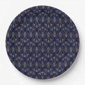 Art Nouveau Navy Blue en Gold Papieren Bordje (Voorkant)