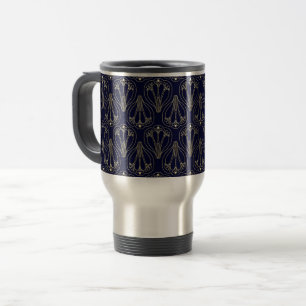 Art Nouveau Navy Blue en Gold Reisbeker