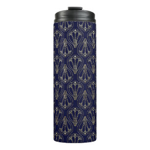 Art Nouveau Navy Blue en Gold Thermosbeker